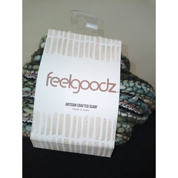 NWT Feelgoodz Artisan Woven Blue Green Aqua Luna Woven Infinity Scarf On… - Picture 5 of 8